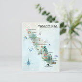 Waterverf Vancouver Island Map Art Briefkaart (Staand voorkant)