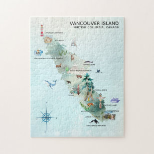 Waterverf Vancouver Island Map Art Legpuzzel