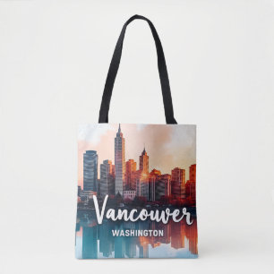 Waterverf Vancouver Washington State skyline Tote Bag