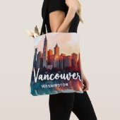 Waterverf Vancouver Washington State skyline Tote Bag (Dichtbij)