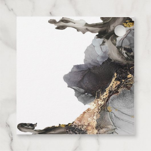 Waterverf Vanessa Zwart en Wit Bedankjes Labels (Achterkant)