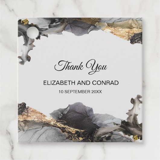 Waterverf Vanessa Zwart en Wit Bedankjes Labels (Voorkant)