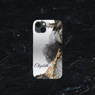 Waterverf Vanessa Zwart en Wit iPhone 13 Hoesje