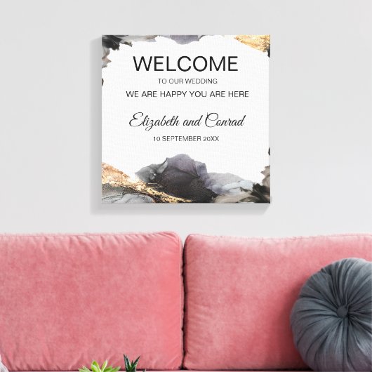 Waterverf Vanessa Zwart-wit Canvas Print (Insitu (Woonkamer))