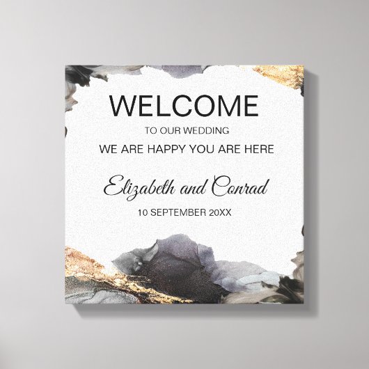 Waterverf Vanessa Zwart-wit Canvas Print (Voorkant)