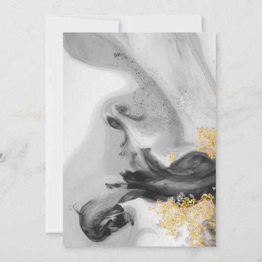 Waterverf Vanessa Zwart, Wit en Sparkly Gold Kaart (Achterkant)