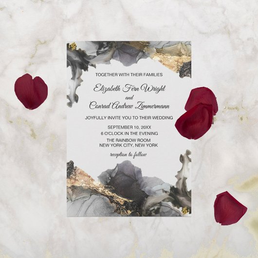 Waterverf Vanessa Zwart, Wit en Sparkly Gold Kaart