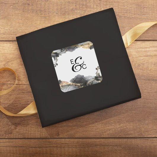 Waterverf Vanessa Zwart-Wit Initiaal Sticker