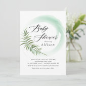 Waterverf Varen Blad Baby shower Uitnodiging (Staand voorkant)