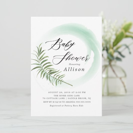 Waterverf Varen Blad Baby shower Uitnodiging (Staand voorkant)