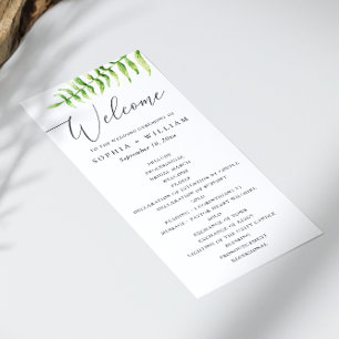 Waterverf varen. Bos botanisch schrift bruiloft Programmakaart