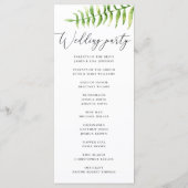 Waterverf varen. Woodland botanisch script bruilof Programmakaart (Achterkant)