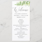 Waterverf varen. Woodland botanisch script bruilof Programmakaart (Voorkant)