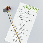Waterverf varen. Woodland botanisch script bruilof Programmakaart