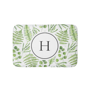Waterverf varens en eucalyptuspatroon monogram badmat