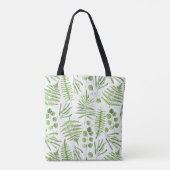 Waterverf varens en eucalyptuspatroon monogram tote bag (Achterkant)