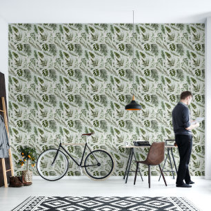 Waterverf Varens & Foliage Botanisch Groen Bos Behang