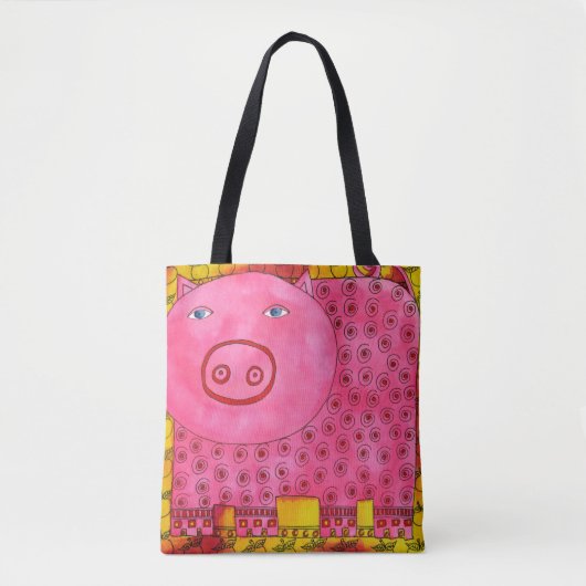 Waterverf varken met patroon tote bag (Voorkant)