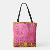 Waterverf varken met patroon tote bag (Achterkant)