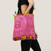 Waterverf varken met patroon tote bag (Dichtbij)