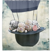 Waterverf Varkens met Bubblegum Douchegordijn (Voorkant)