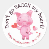 Waterverf Varkenshaar Valentijn Ronde Sticker (Voorkant)