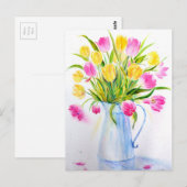 Waterverf Vase Tulpen Briefkaart (Voorkant / Achterkant)