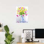 Waterverf Vase Tulpen Poster (Thuiskantoor)