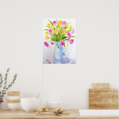 Waterverf Vase Tulpen Poster (Keuken)