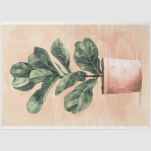 Waterverf Vedelbladige Vijgenplant Decoupage Tissuepapier