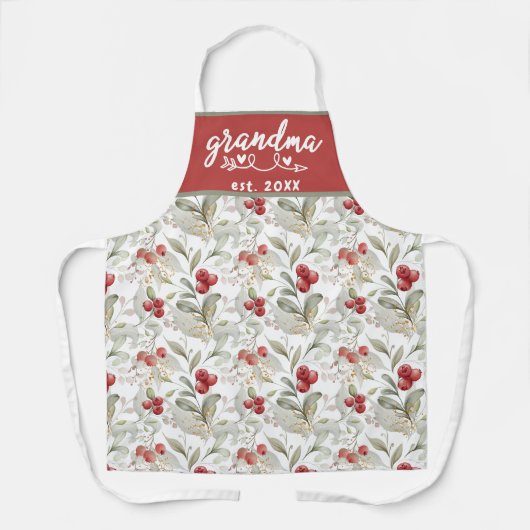 Waterverf Veenbes Takken Bessen Oma Est Schort (Voorkant)