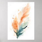 Waterverf Veer Kunstprint | Boho Oranje Teal F Poster (Voorkant)