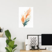 Waterverf Veer Kunstprint | Boho Oranje Teal F Poster (Thuiskantoor)