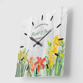 Waterverf Veerbloemen Kunst Vierkante Klok (Hoek)