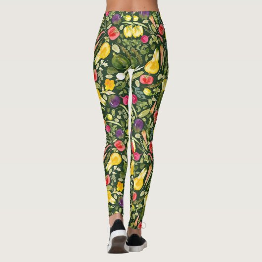 Waterverf Vegan - eet de regenboog op Leggings (Achterkant)