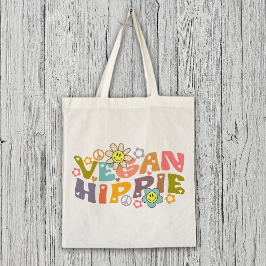 Waterverf Vegan Trendy Bloemen Retro Tote Bag