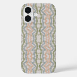 Waterverf vegende penseelstrekenpatroon in pastel iPhone 16 hoesje