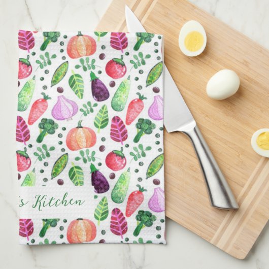 Waterverf Vegetable Garden Pattern Schort Theedoek (Quarter Fold)