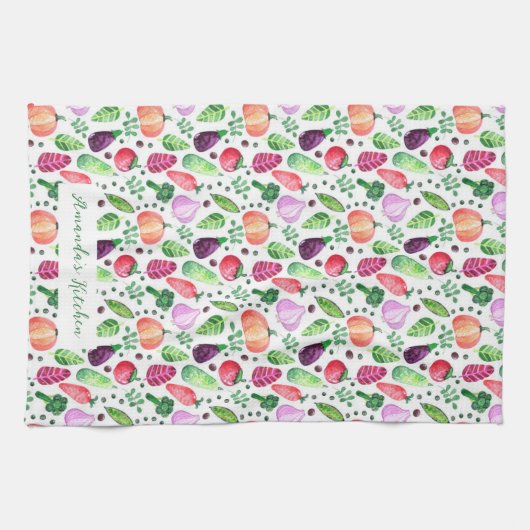 Waterverf Vegetable Garden Pattern Schort Theedoek (Horizontaal)