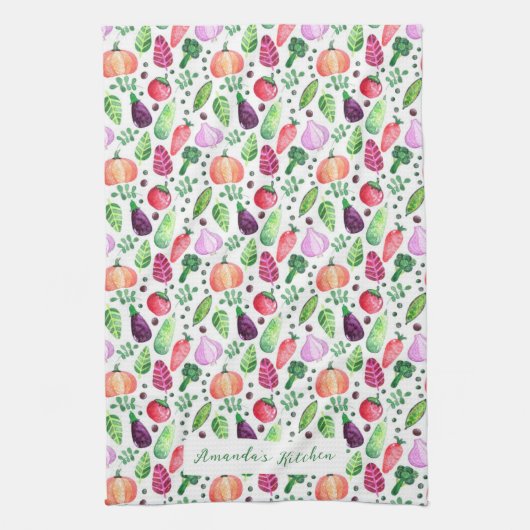 Waterverf Vegetable Garden Pattern Schort Theedoek (Verticaal)
