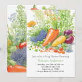 Waterverf Veggie Harvest Baby shower Kaart (Voorkant / Achterkant)