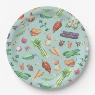 Waterverf Veggies & spices Patroon Papieren Bordje