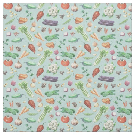 Waterverf Veggies & spices Patroon Stof (Swatch)