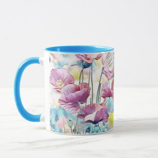 Waterverf veld van papaverbloemen Mok (Links)
