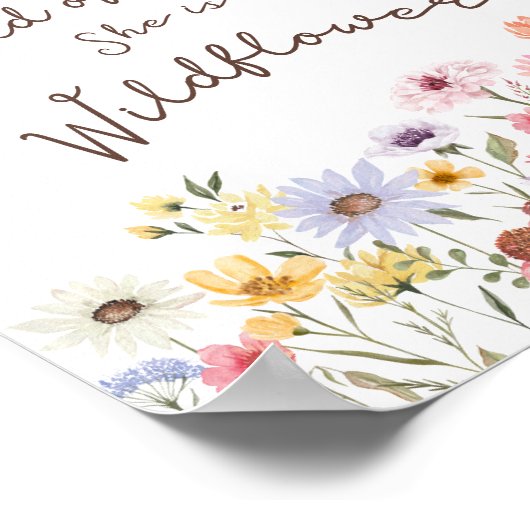 Waterverf Veld van Rozen Ze is een Wildflower Poster (Hoek)
