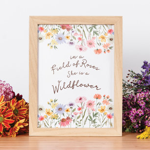Waterverf Veld van Rozen Ze is een Wildflower Poster