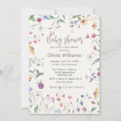 Waterverf veldbloemen Baby shower uitnodiging (Voorkant)