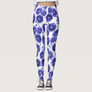 Waterverf Veldbloemen: Botanisch behang Leggings