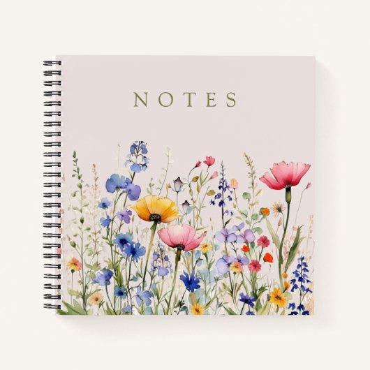 Waterverf Veldbloemen, slagnoten Notitieboek (Voorkant)