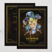 Waterverf Venetiaanse Maskeruitnodiging Kaart (Voorkant / Achterkant)